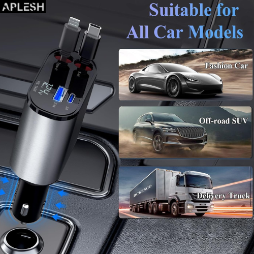 4 in 1 Retractable Car Charger