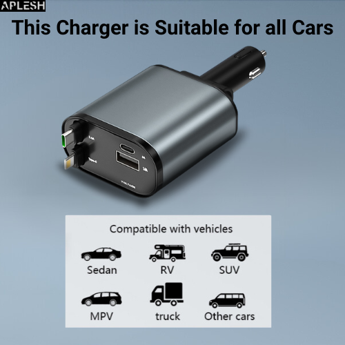 4 in 1 Retractable Car Charger